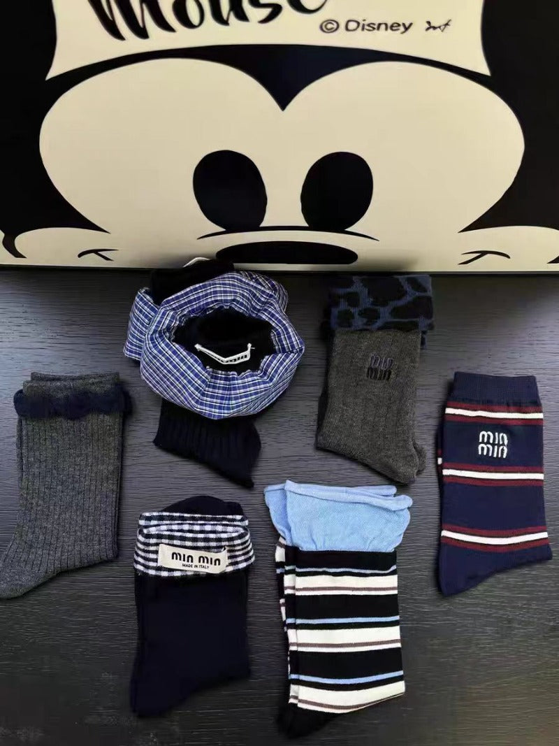 Assorted Pattern Cotton Crew Socks