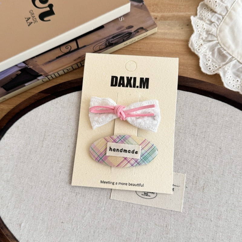 Pastel Plaid Hair Clip Set