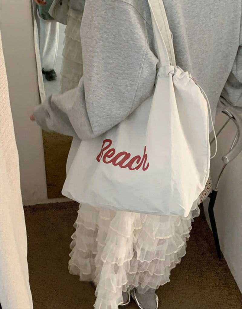 Beach Drawstring Tote Bag
