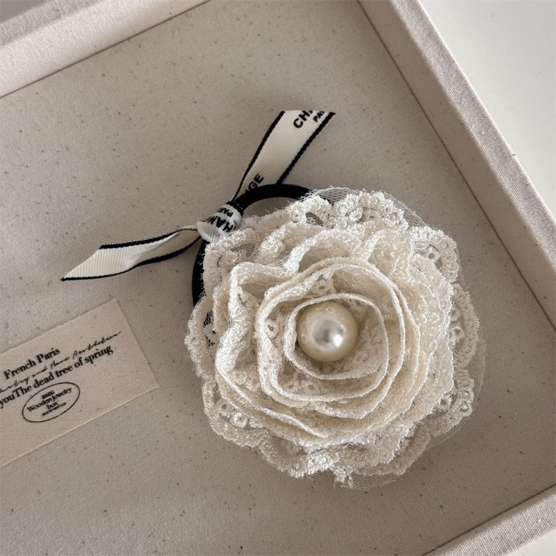 Elegant Pearl Lace Hair Clips