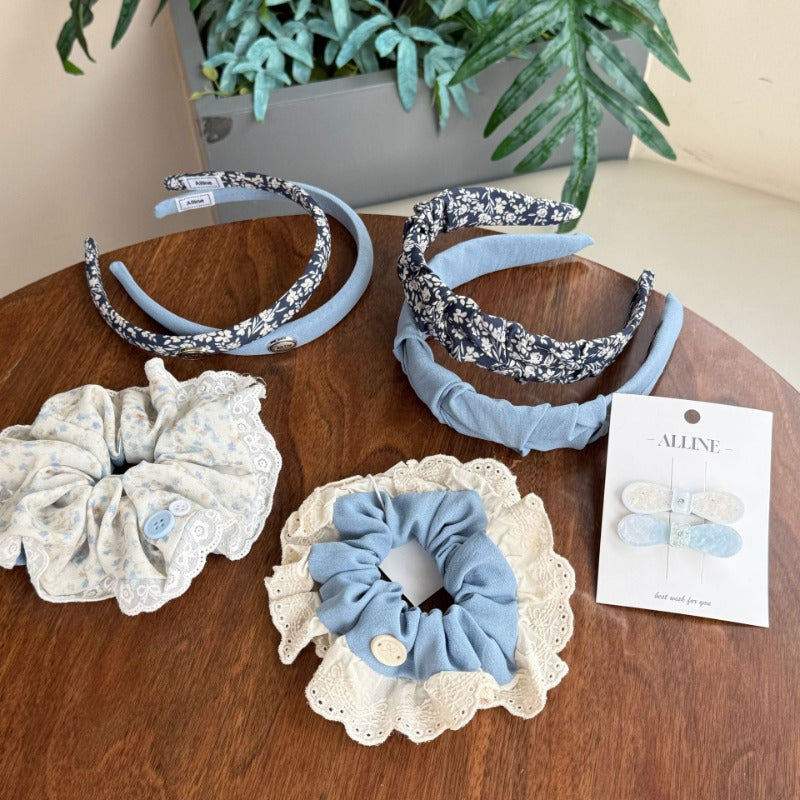 Delicate Lace Blue Scrunchie