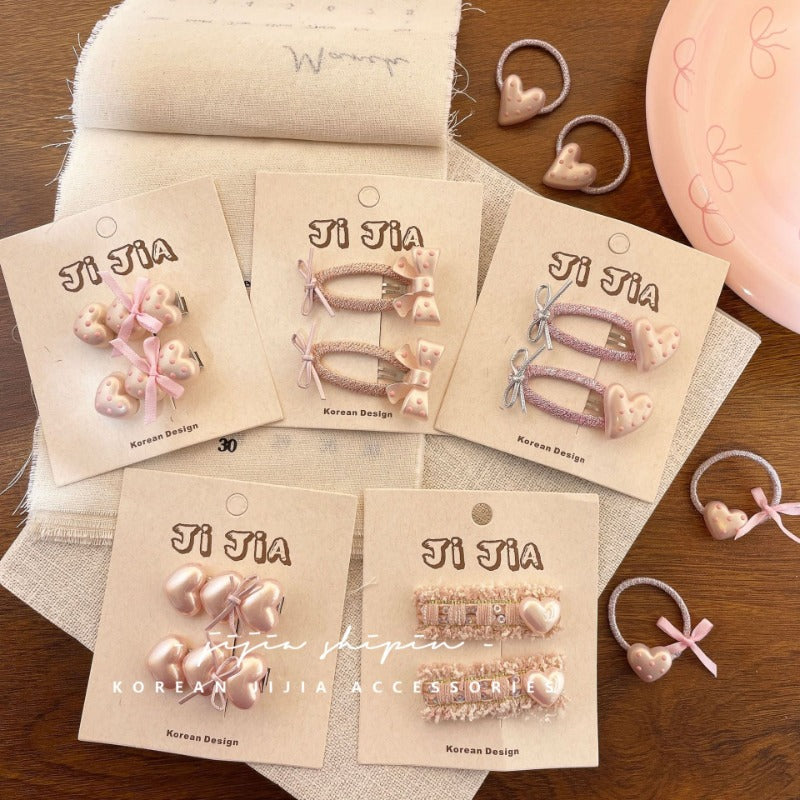 Pastel Pink Heart Hair Clips