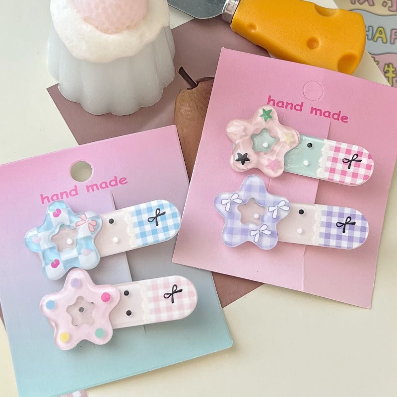 Handmade Pastel Star Hair Clips