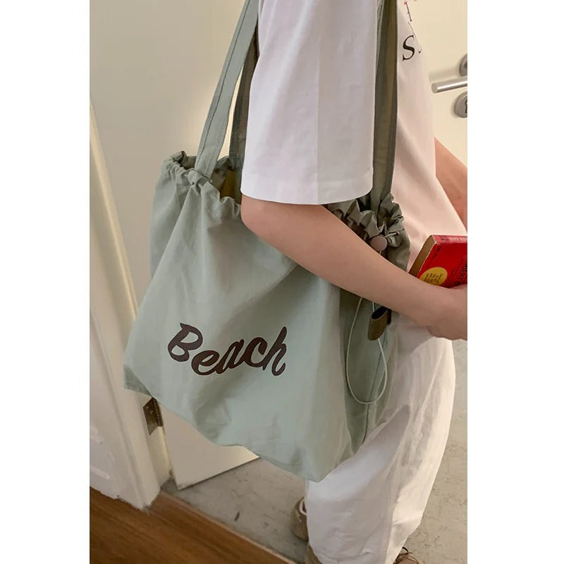 Beach Drawstring Tote Bag