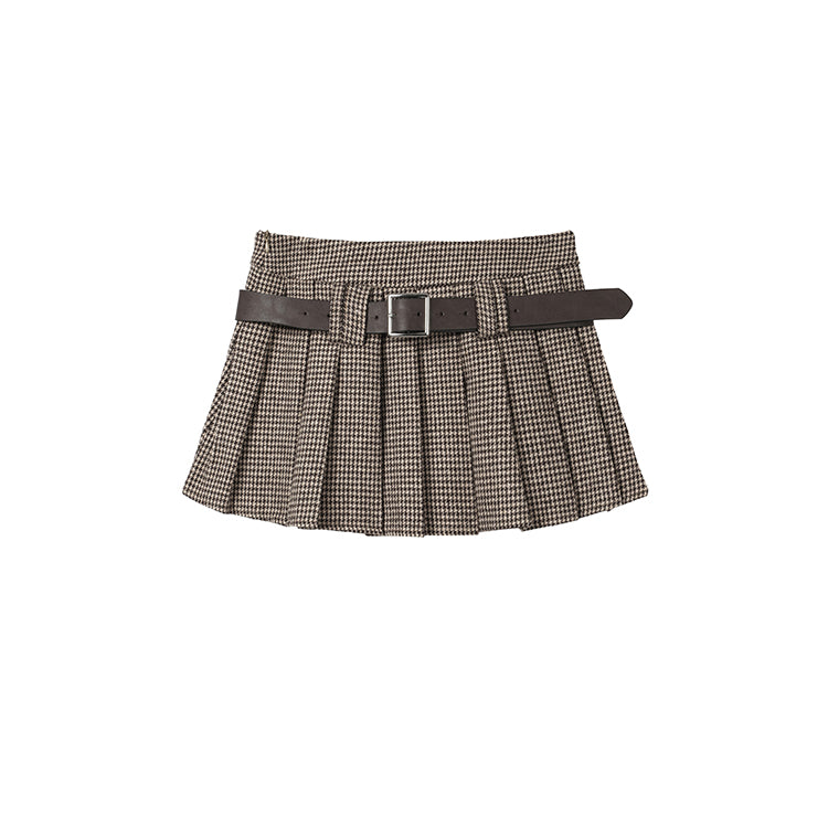 Preppy Grid Pleated Skirt
