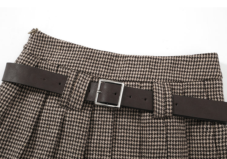Preppy Grid Pleated Skirt