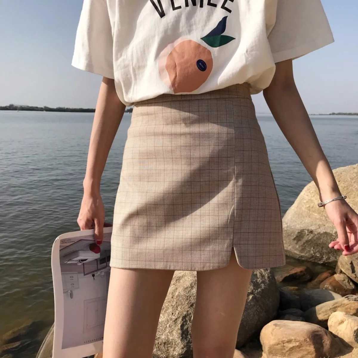 Mini grid skirt