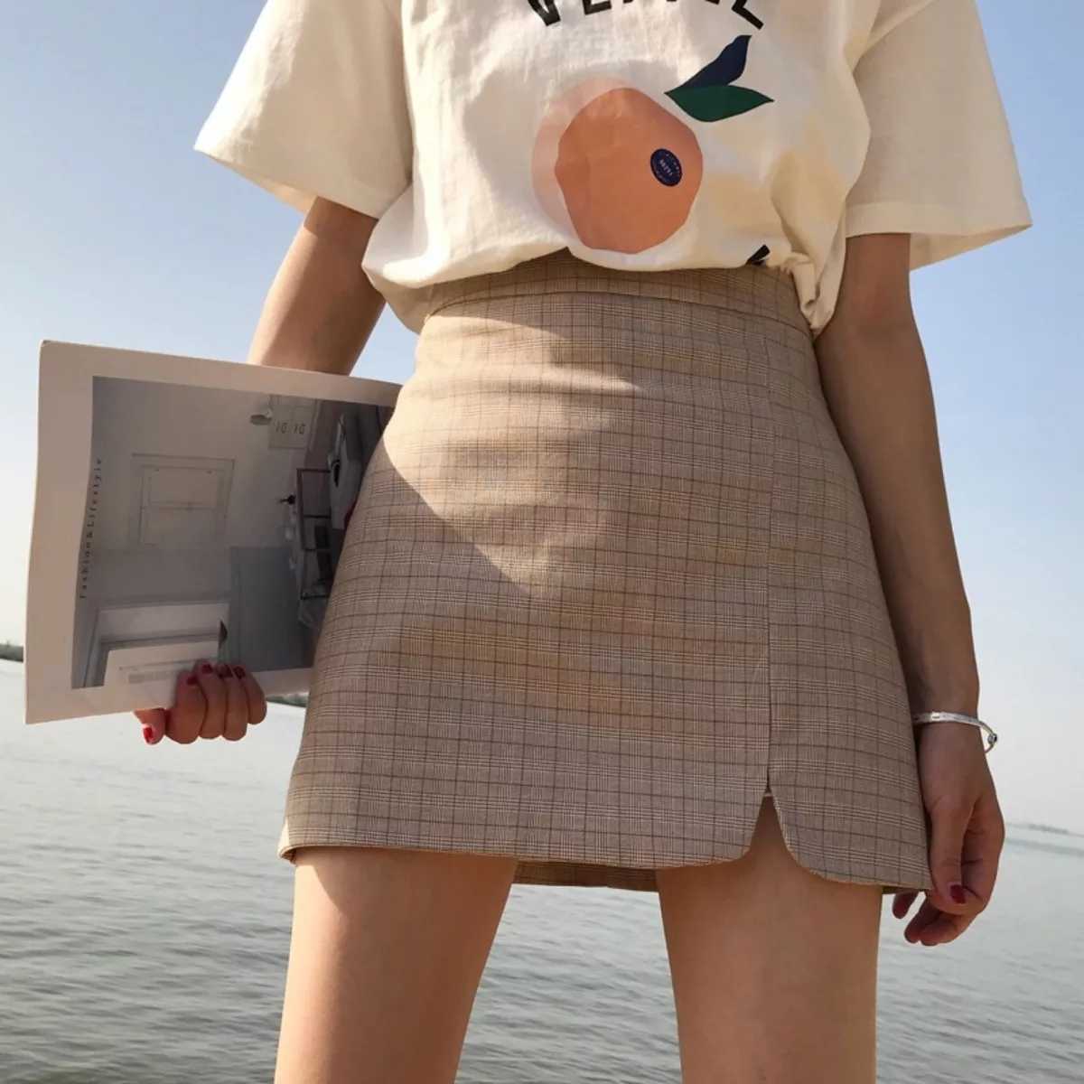 Mini grid skirt
