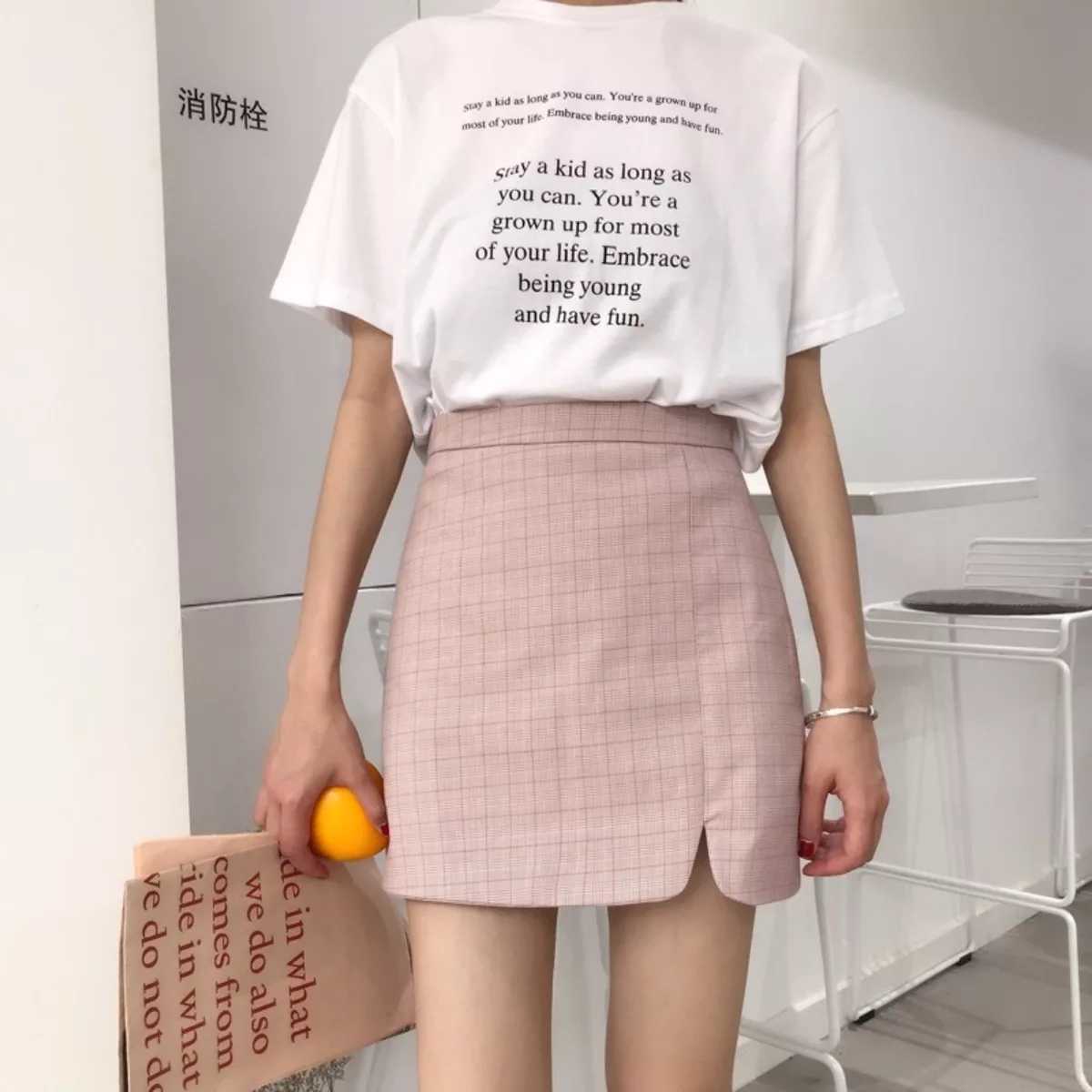 Mini grid skirt