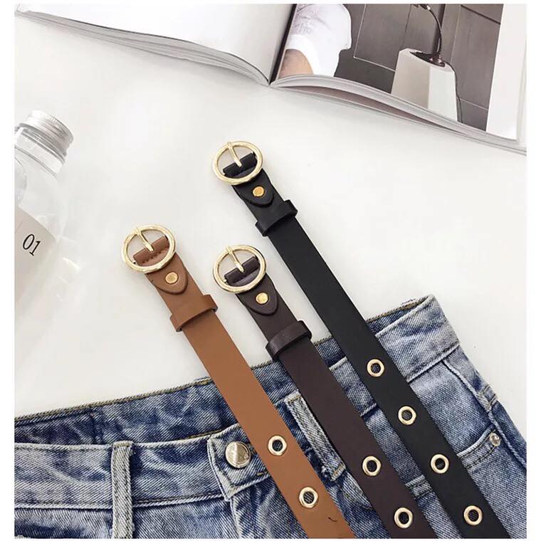 Round buckle wide hole belt