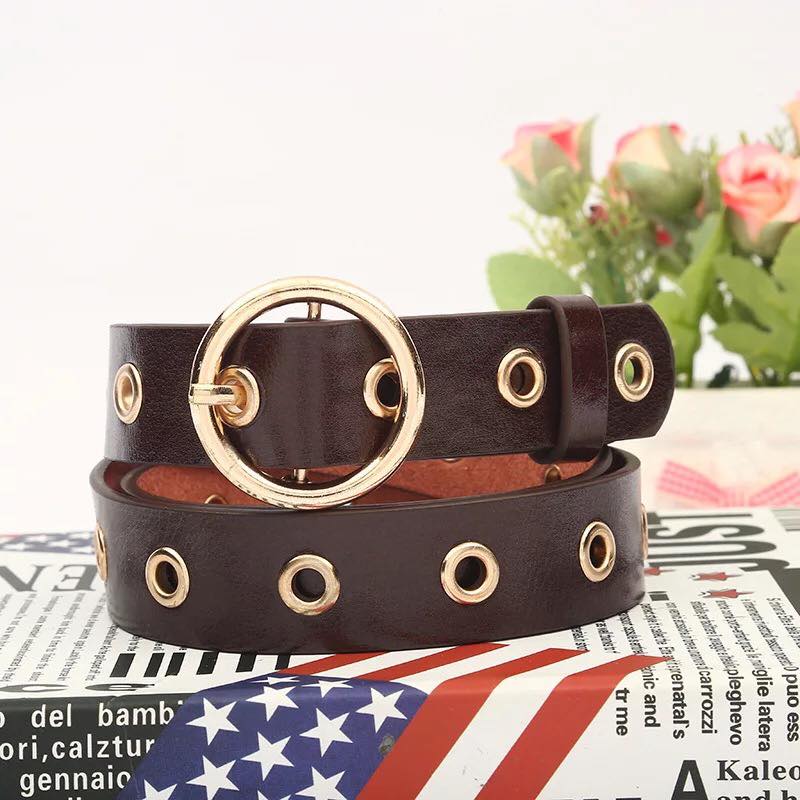 Round buckle wide hole belt