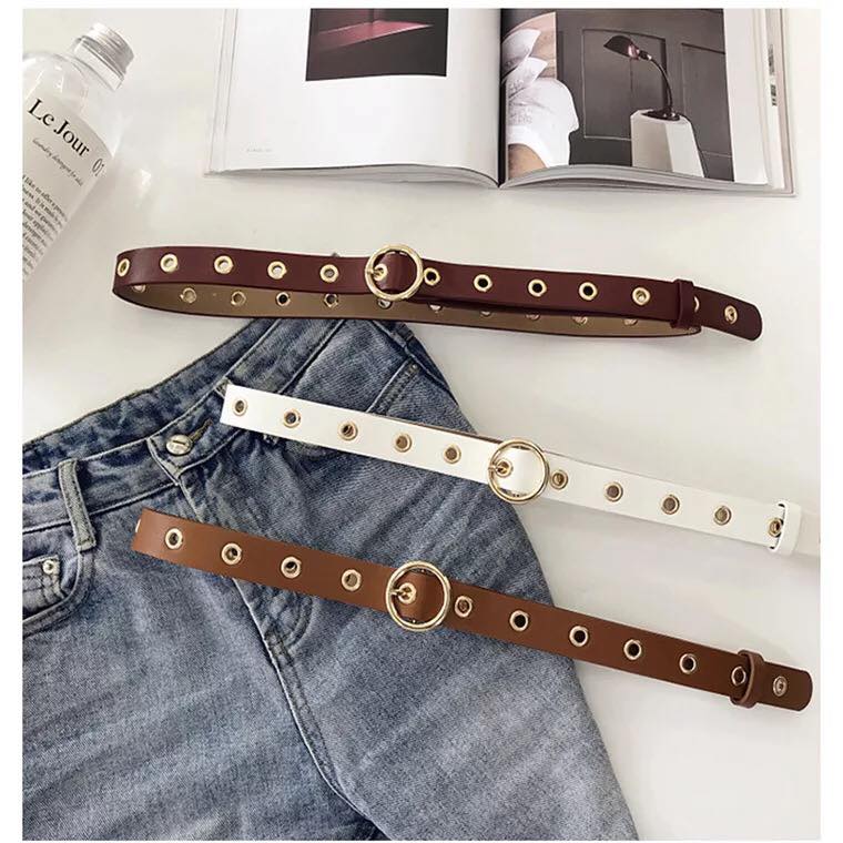 Round buckle wide hole belt