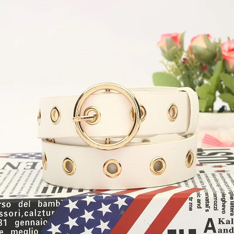 Round buckle wide hole belt