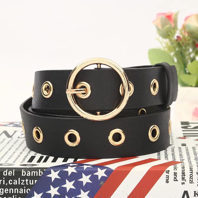 Round buckle wide hole belt