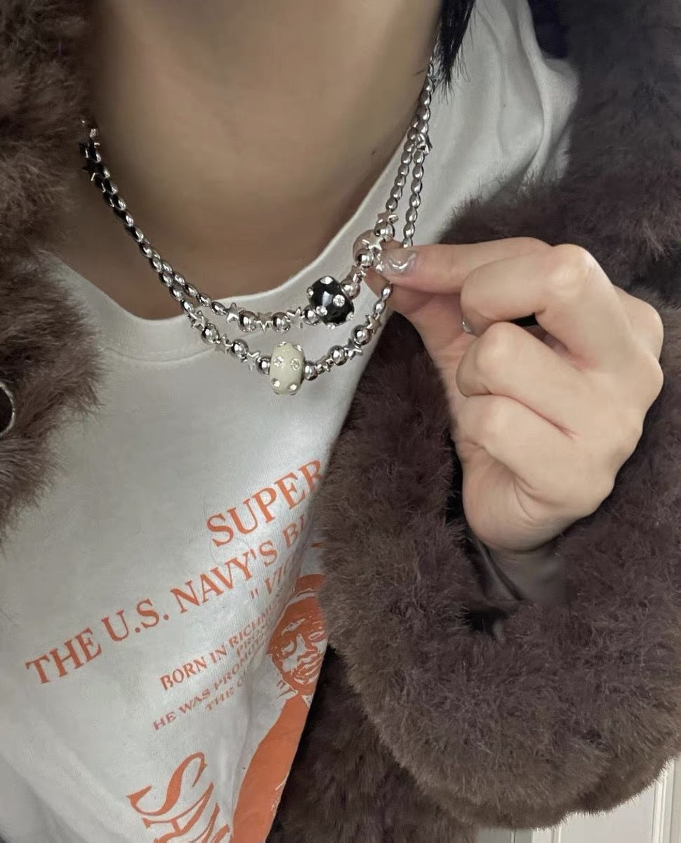 Rhinestone Clay Necklace