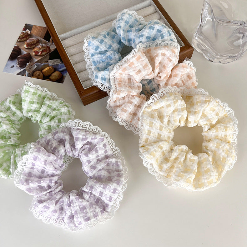 Checkered Lace Scrunchies