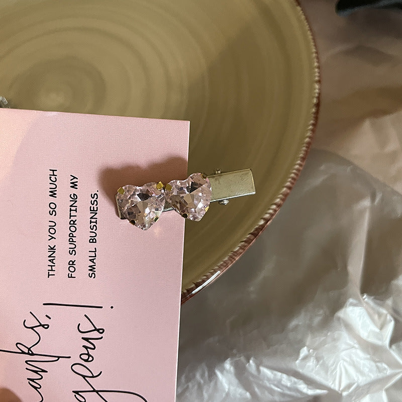 Pink Rhinestone Heart Clip