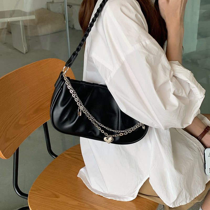 Y2K Heart Chain Ruffled Bag