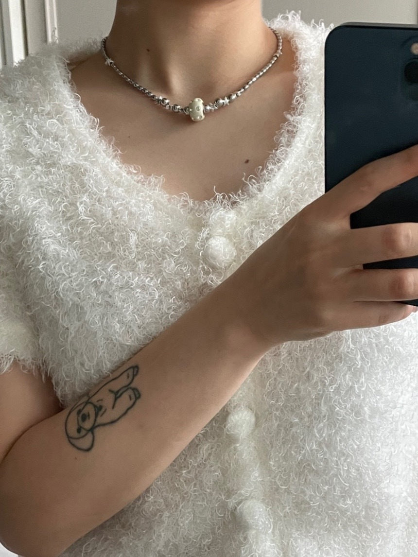 Rhinestone Clay Necklace