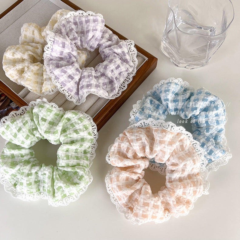 Checkered Lace Scrunchies