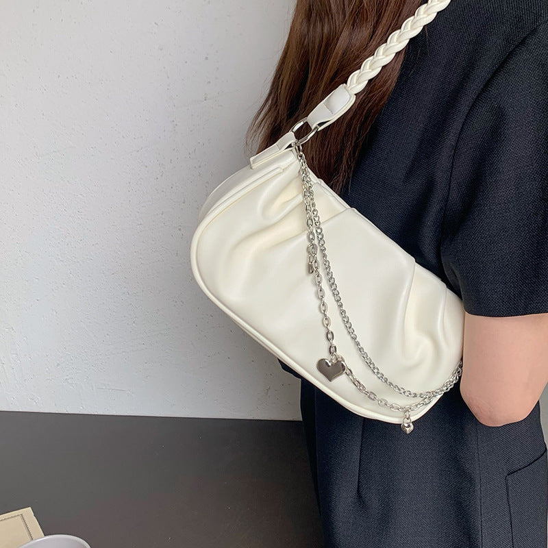 Y2K Heart Chain Ruffled Bag