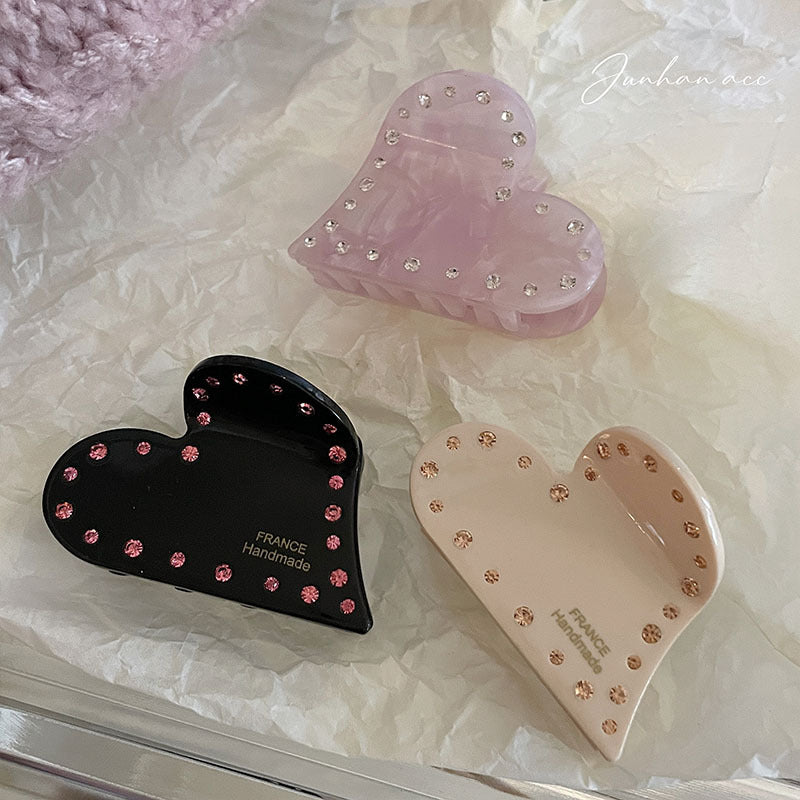 Rhinestone Heart Claw Clip