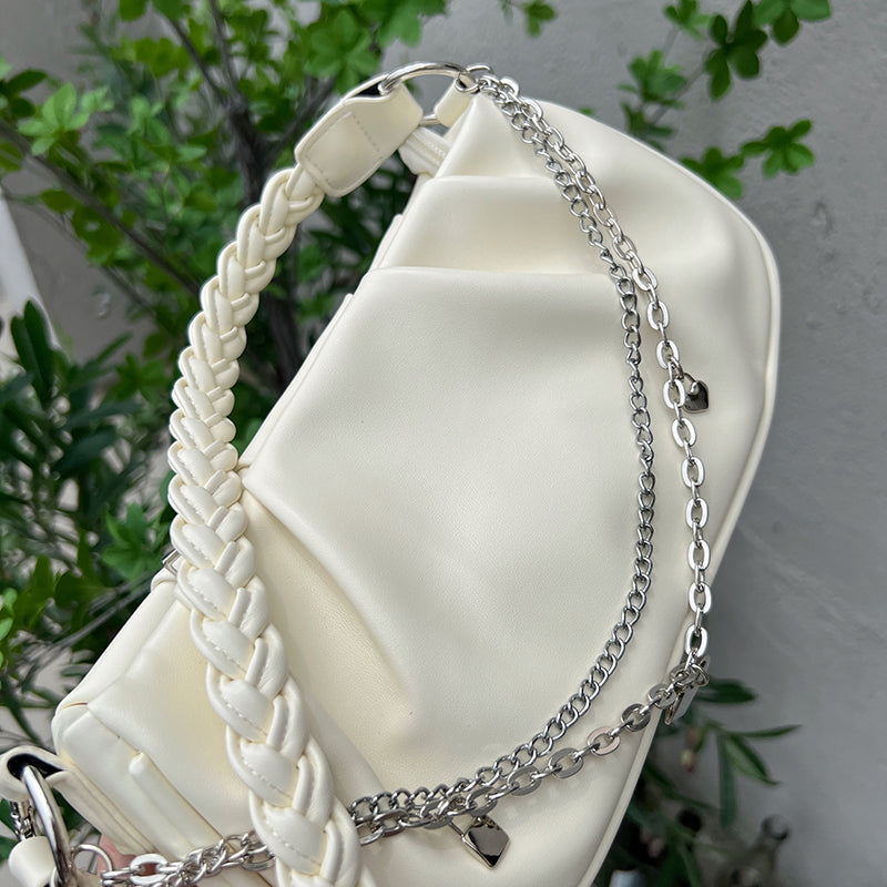 Y2K Heart Chain Ruffled Bag