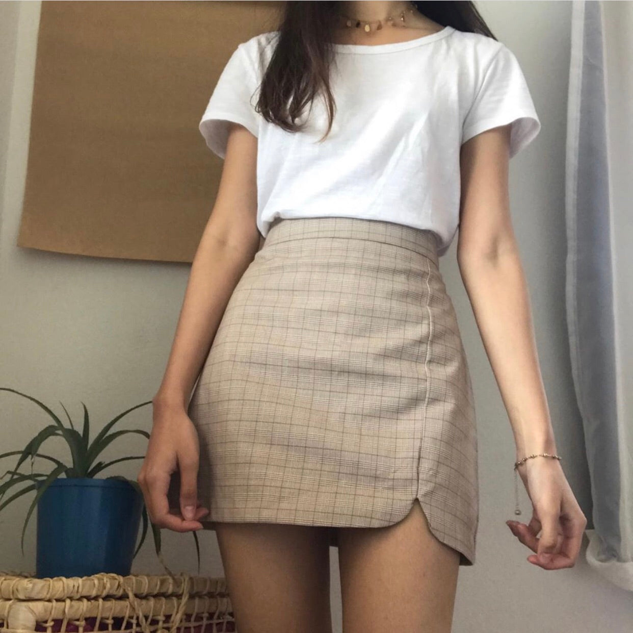 Mini grid skirt